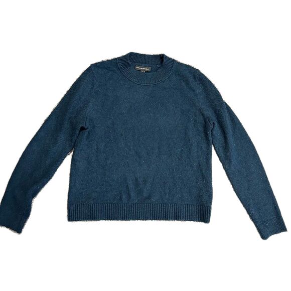 Banana Republic Deep Teal Blue Cotton Blend Crewneck LS Sweater Size M - Picture 2 of 9